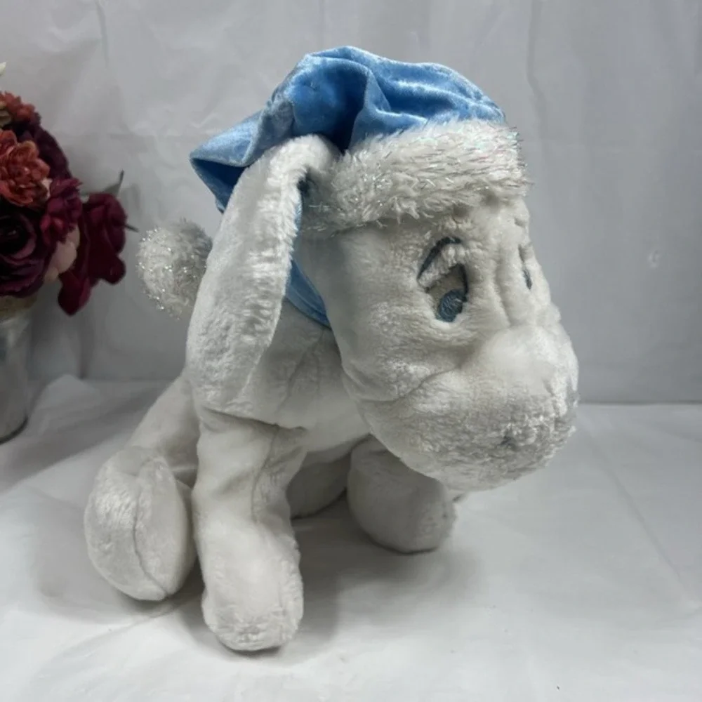 Disney Store Snowflake Pals Eeyore White Blue Scarf Hat 12